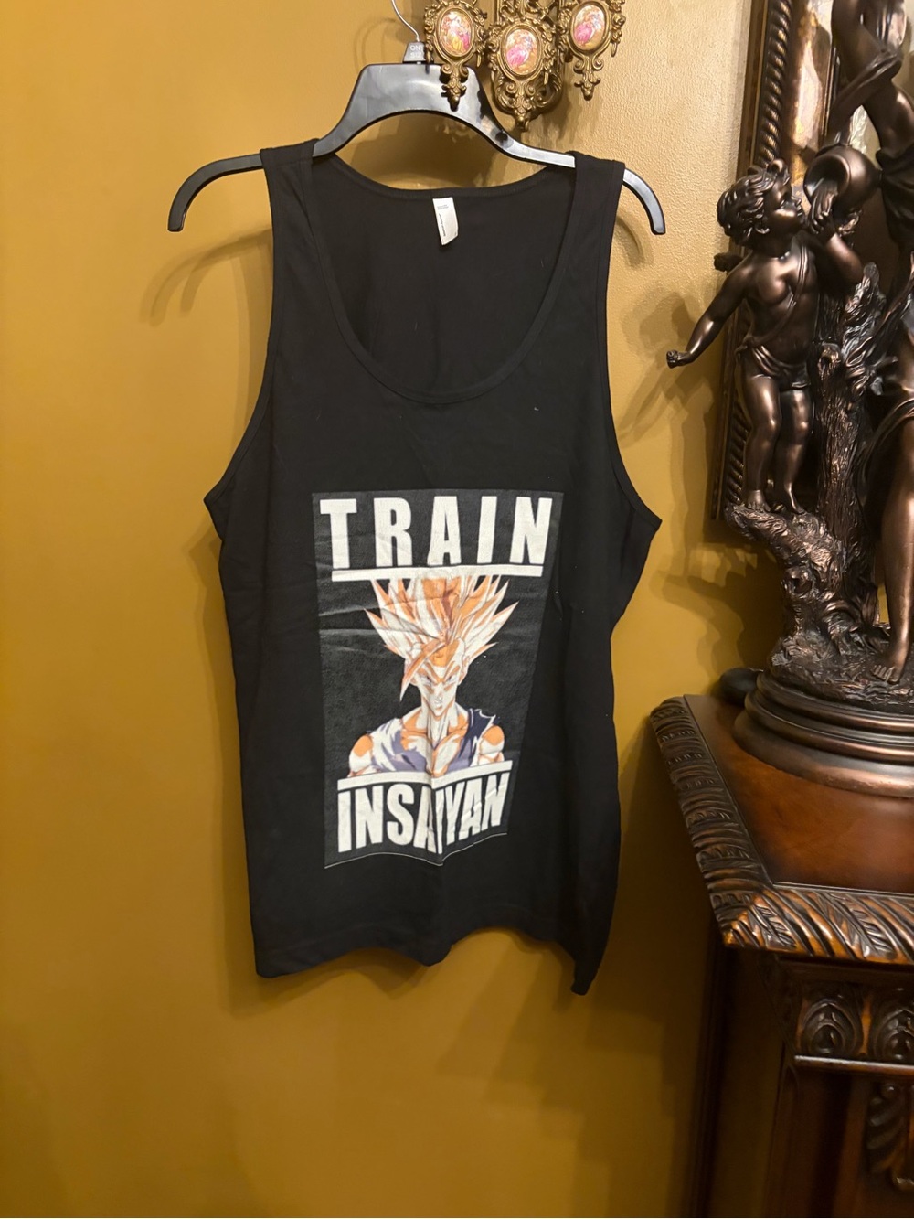 American Apparel Black Tank Top with Orange Graphic